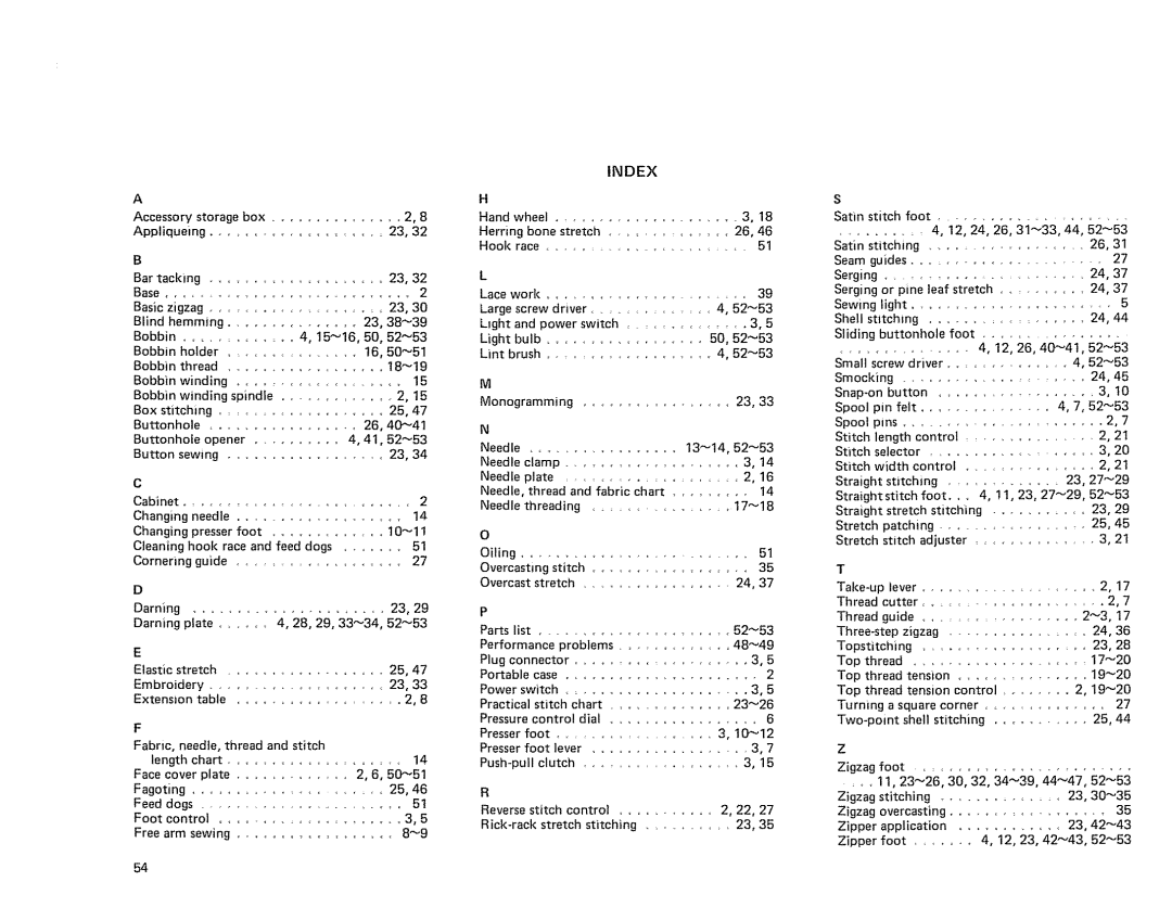 Kenmore 385 owner manual Index 