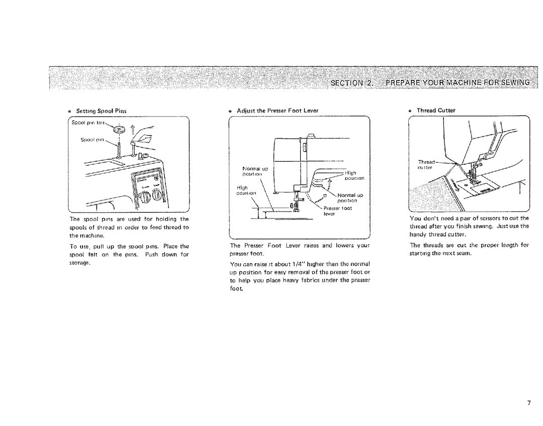 Kenmore 385 owner manual Hi l, \i, Adjust the Presser Foot Lever 