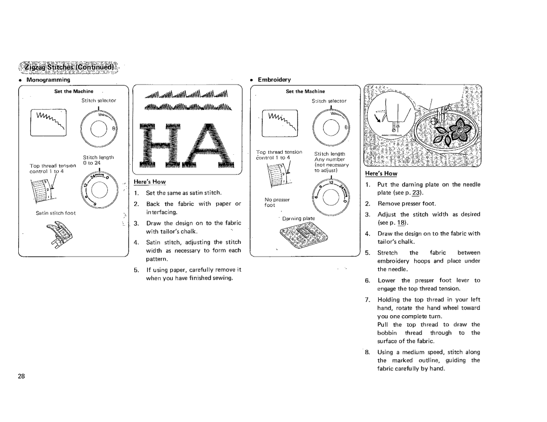 Kenmore 385.115518, 385.101118 owner manual HeresHow, + Monogramming Set the Machine, Embroidery Set the Machine, Heres How 