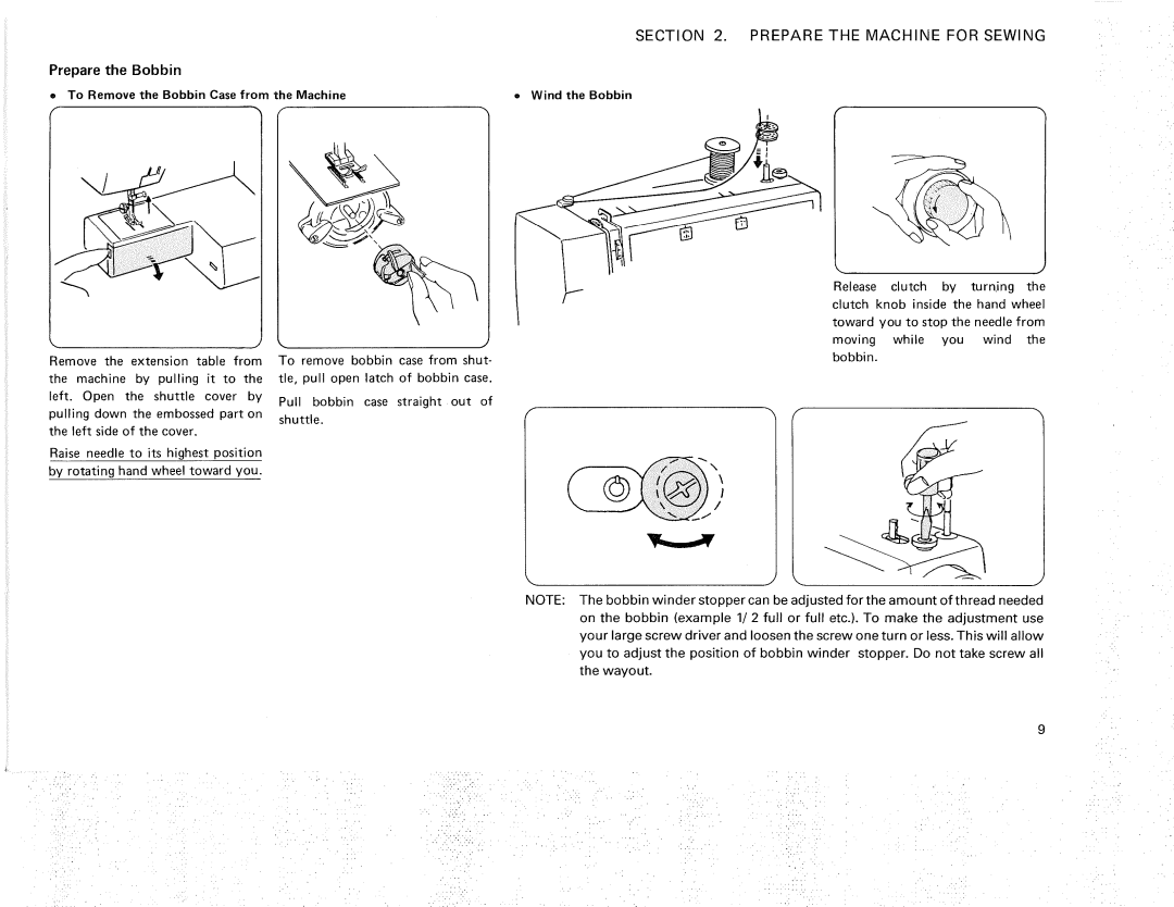 Kenmore 385.12614, 385.11607 owner manual Prepare the Bobbin, To Remove the Bobbin Case from the Machine Wind the Bobbin 