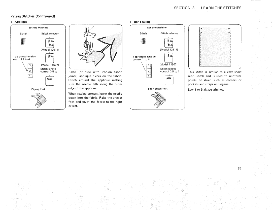 Kenmore 385.12614, 385.11607 owner manual Zigzag Stitches 