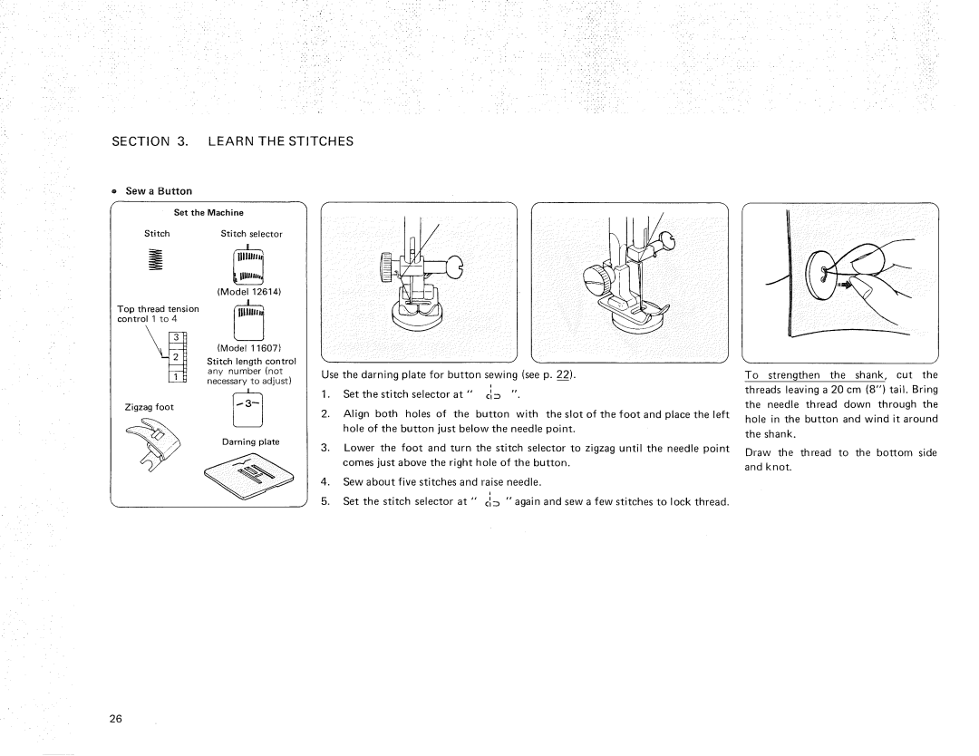 Kenmore 385.11607, 385.12614 owner manual Sew a Button 