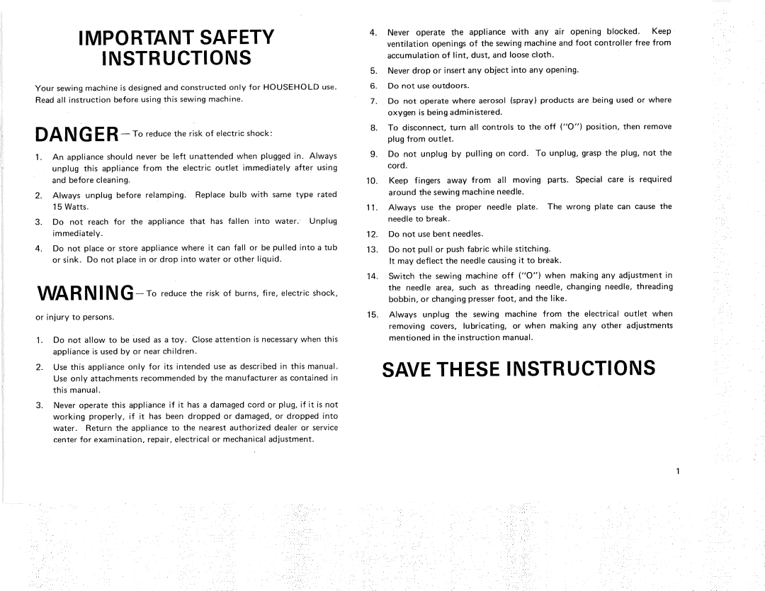 Kenmore 385.12614, 385.11607 owner manual Important Safety Instructions 