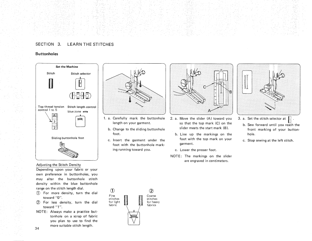 Kenmore 385.11607, 385.12614 owner manual Buttonholes, Blue zone === Sliding buttonhole foot 