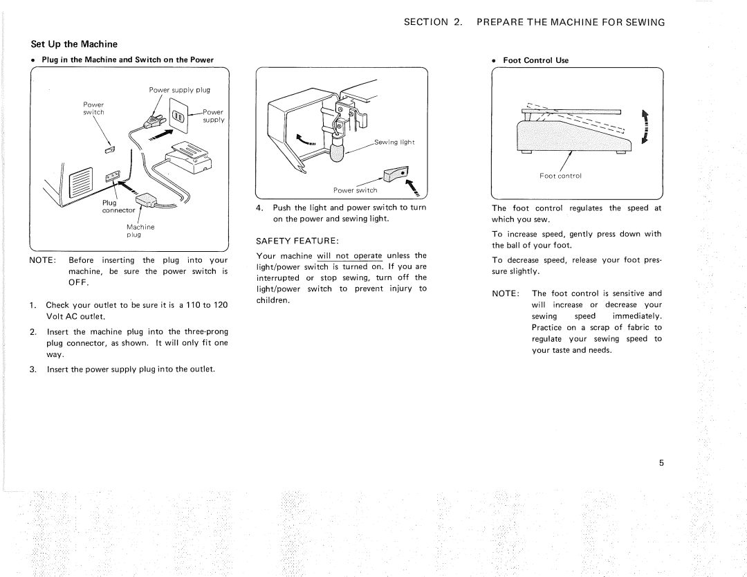 Kenmore 385.12614 Set Up the Machine, Prepare the Machine for Sewing, Plug in the Machine and Switch on the Power 