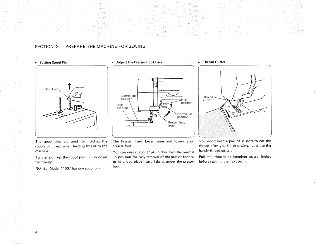 Kenmore 385.11607, 385.12614 owner manual Adjust the Presser Foot Lever 