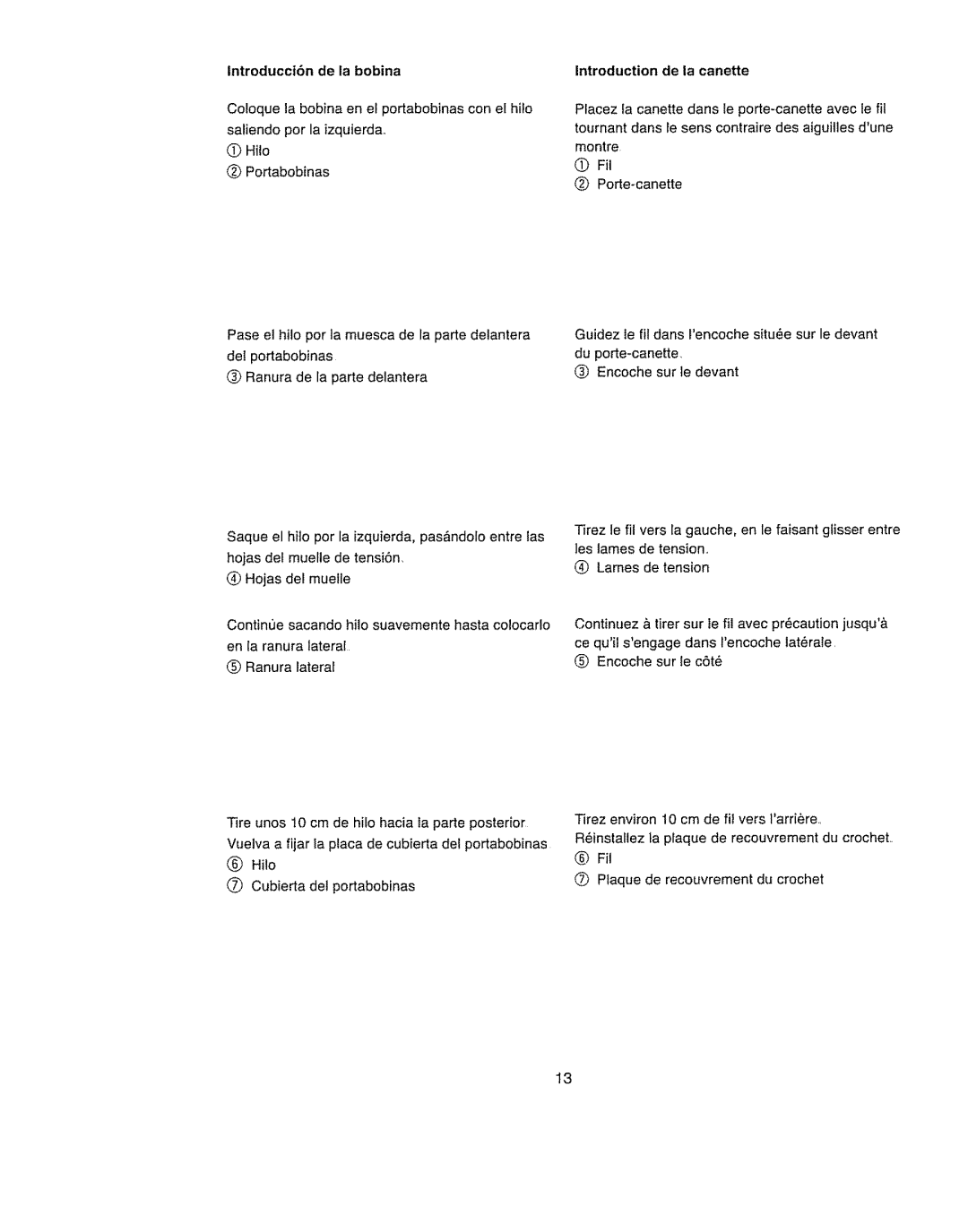 Kenmore 385.11703 owner manual Introducct6n de la bobina, Introduction de la canette 