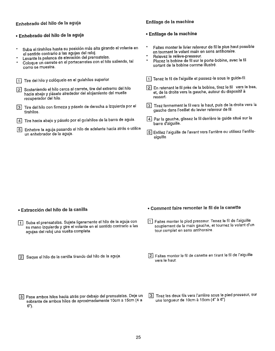 Kenmore 385.12314 owner manual Enhebrado del hilo de la aguja, Tirahilos, Enfilage de la machine, Hacia atrs o utitice 