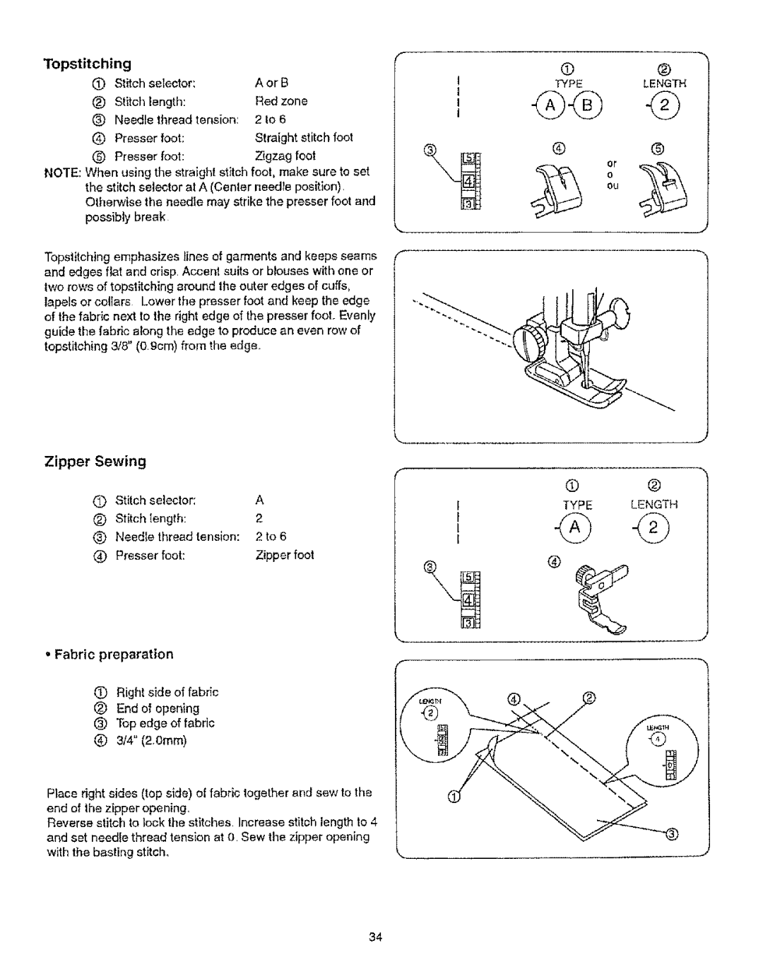 Kenmore 385.12314 owner manual Zipper Sewing 