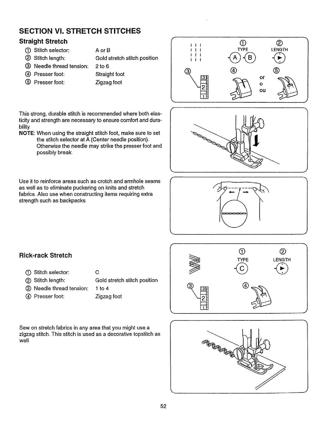 Kenmore 385.12314 owner manual Ttl, Rick-rack Stretch, Straight Stretch, Stitch length Needle thread tension Presser foot 