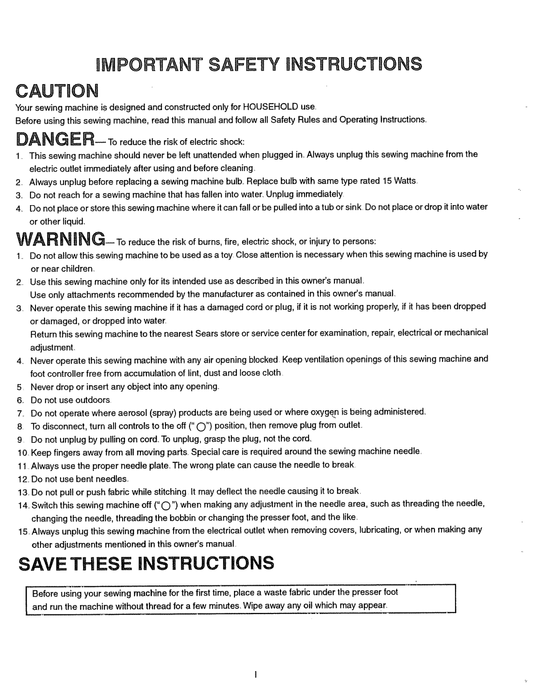 Kenmore 385.151082 owner manual Bmportant Safety Instructions CAU on 