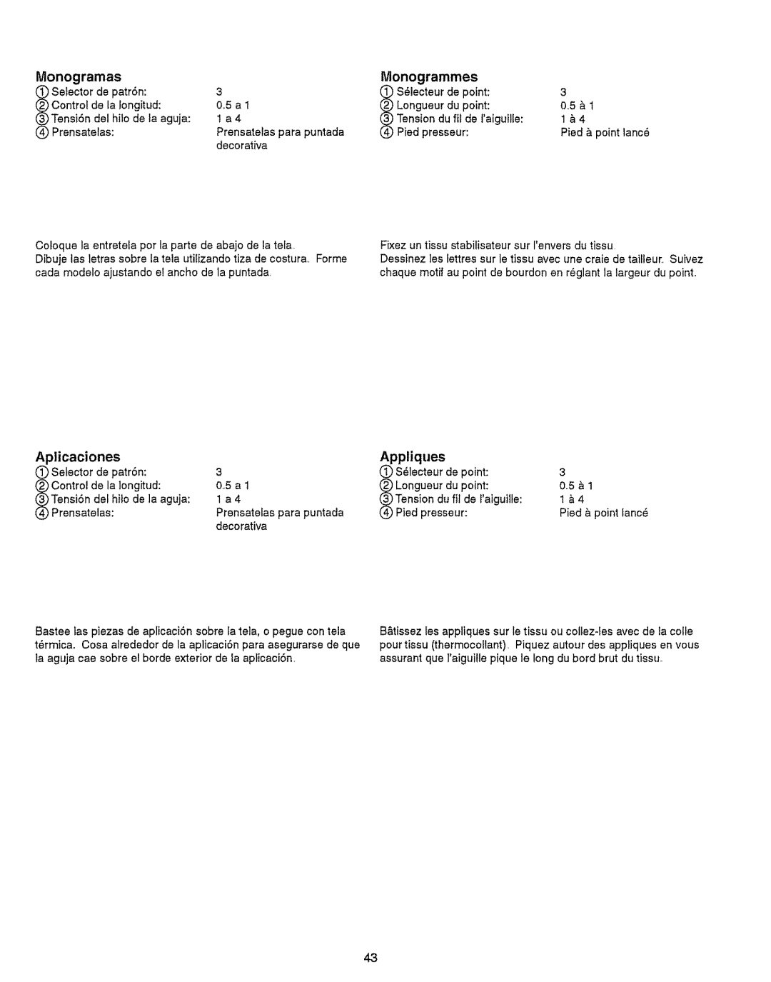 Kenmore 385.151082 owner manual Monogramas, Monogrammes, Aplicaciones, Appliques 