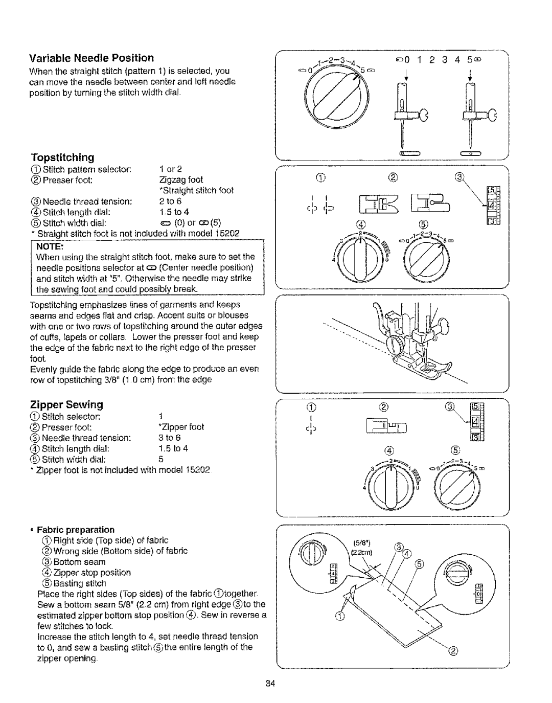 Kenmore 385.15208 owner manual Variable Needle Position, Topstitching, 15to Stitch, Width dial, Fabric preparation 