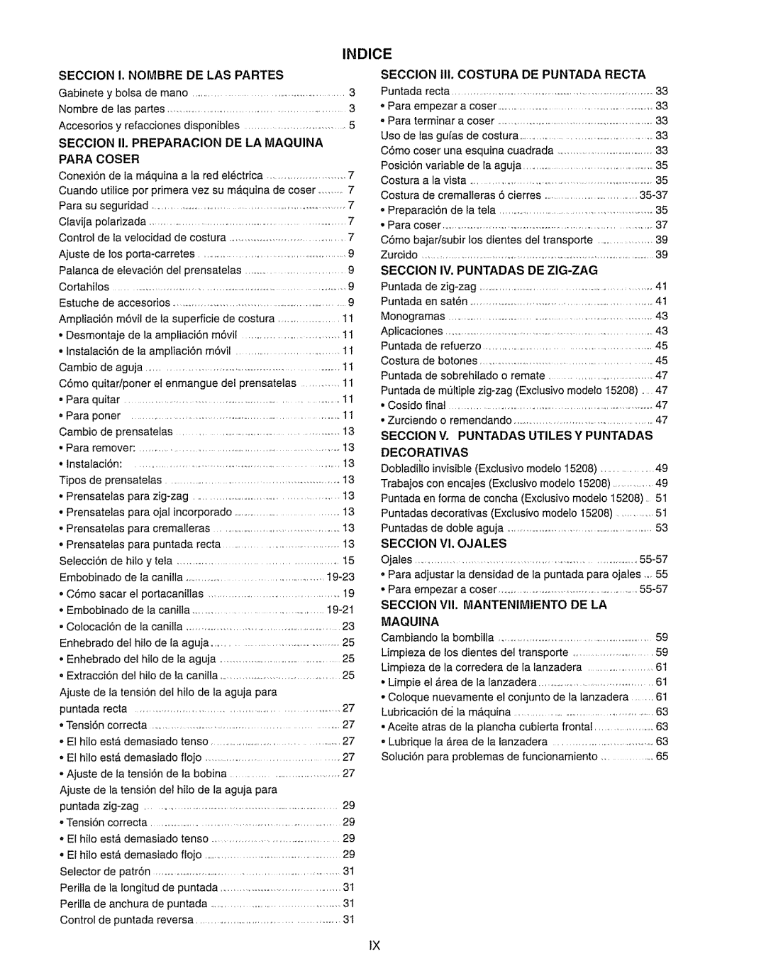 Kenmore 385.15208 owner manual Indice, Ii. Preparacion 