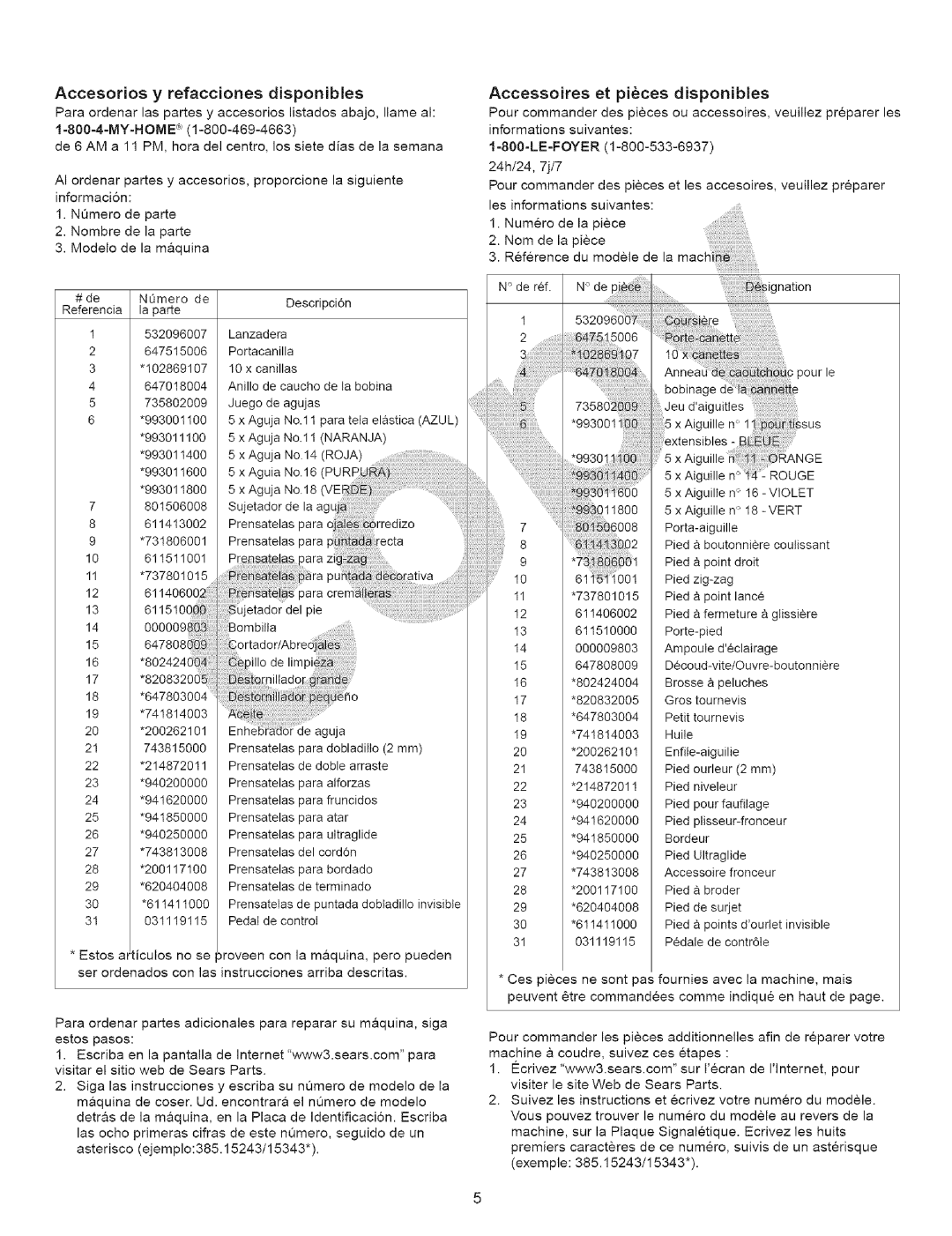 Kenmore 385.15343, 385.15243 owner manual 5xAgu a.o16PUR, AccessoJres Et pJces DJsponibles 