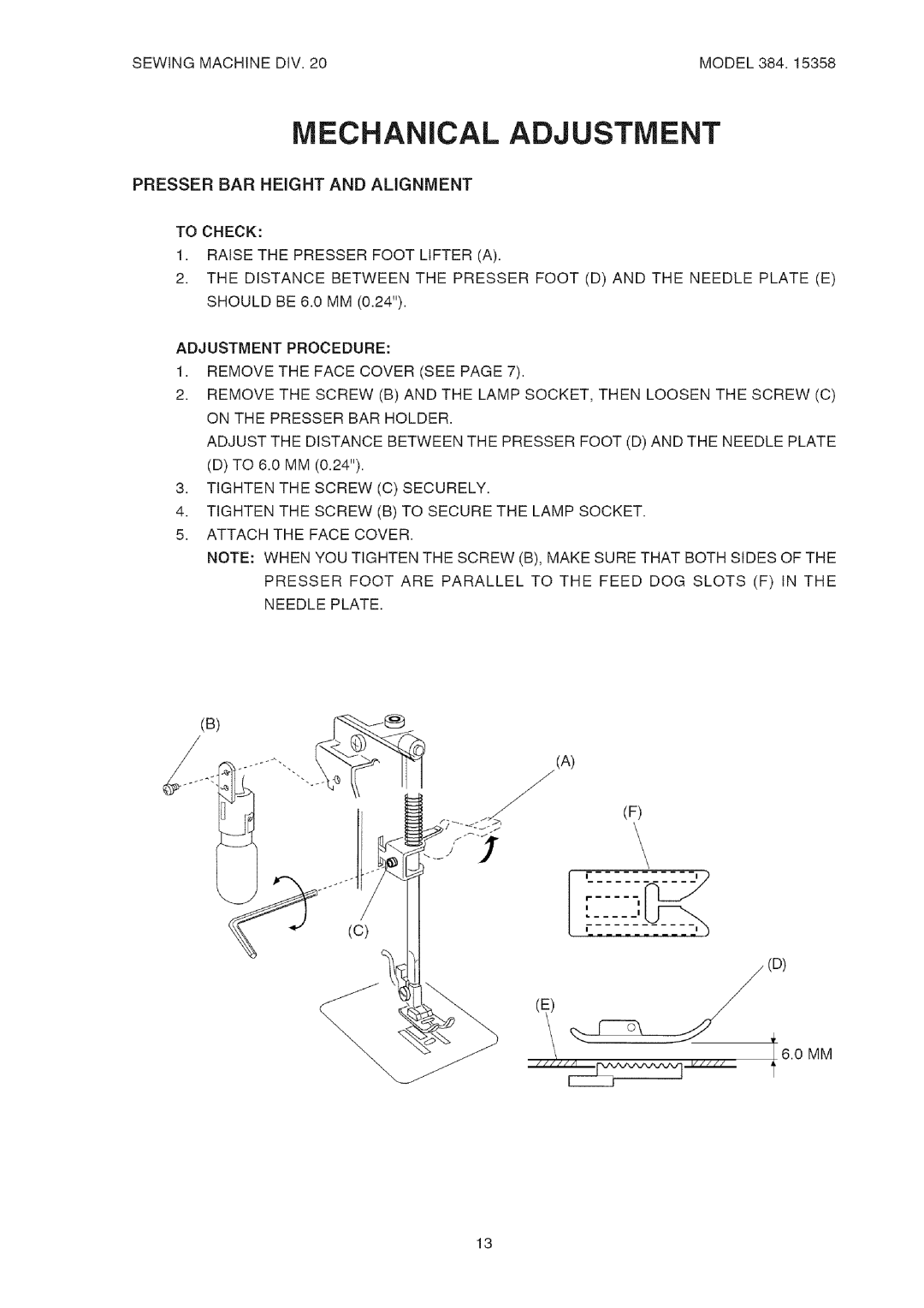 Kenmore 385.15358 service manual To 6.0 MM 