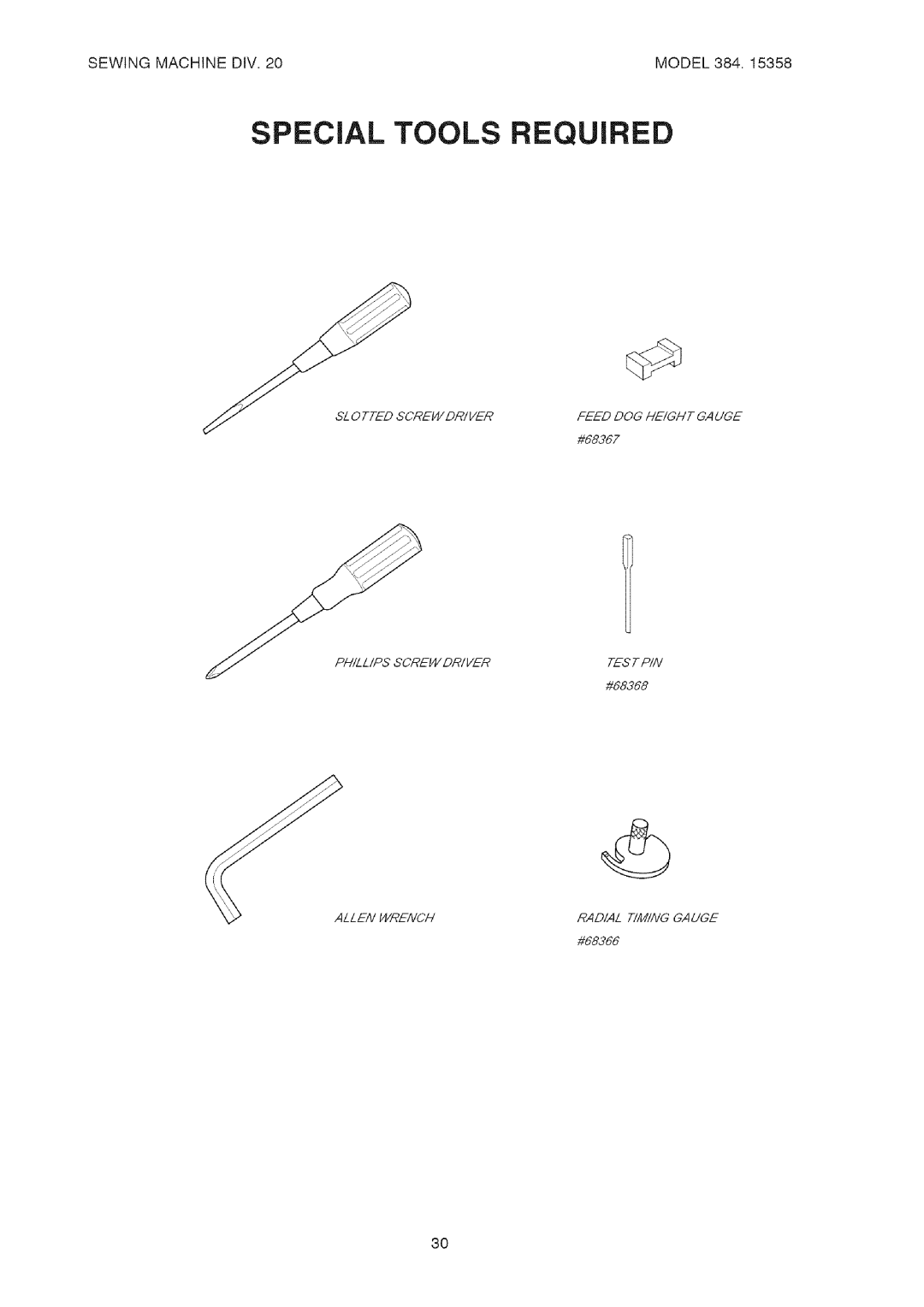 Kenmore 385.15358 service manual Special Tools Required 