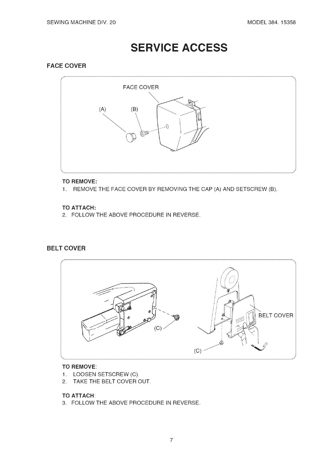 Kenmore 385.15358 service manual Service Access 