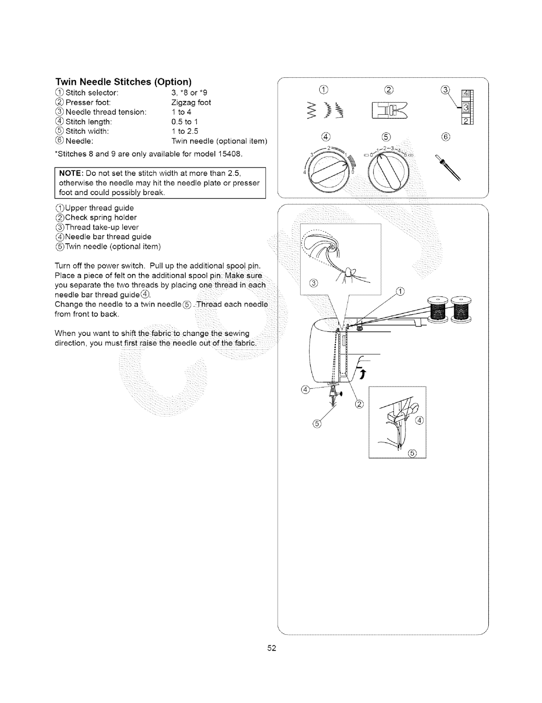 Kenmore 385.15408, 385.15202 owner manual Twin Needle Stitches Option 