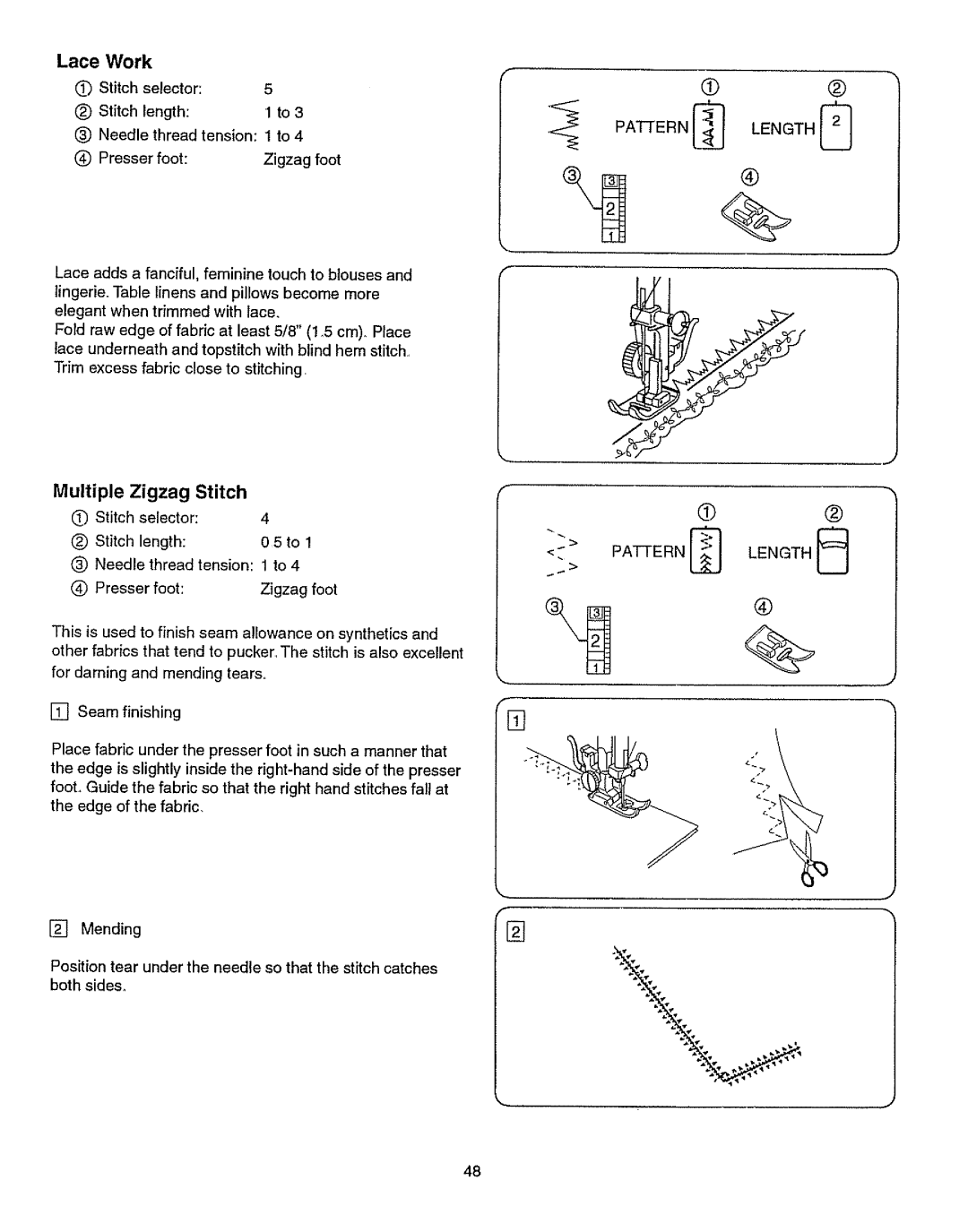 Kenmore 385.15512 owner manual Lace Work, Multiple Zigzag 