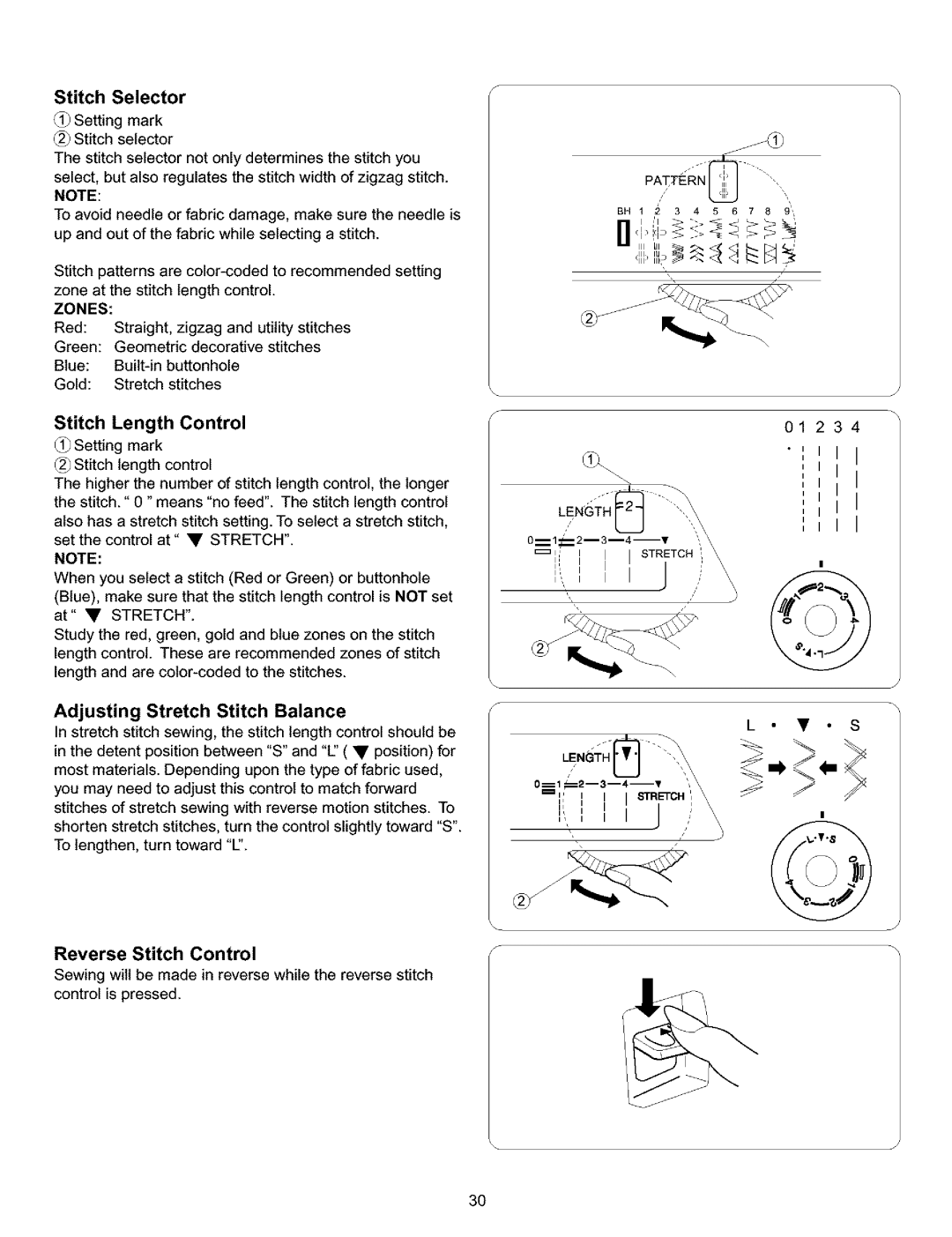 Kenmore 385.15516 owner manual Stitch Selector, Adjusting Stretch Stitch Balance 