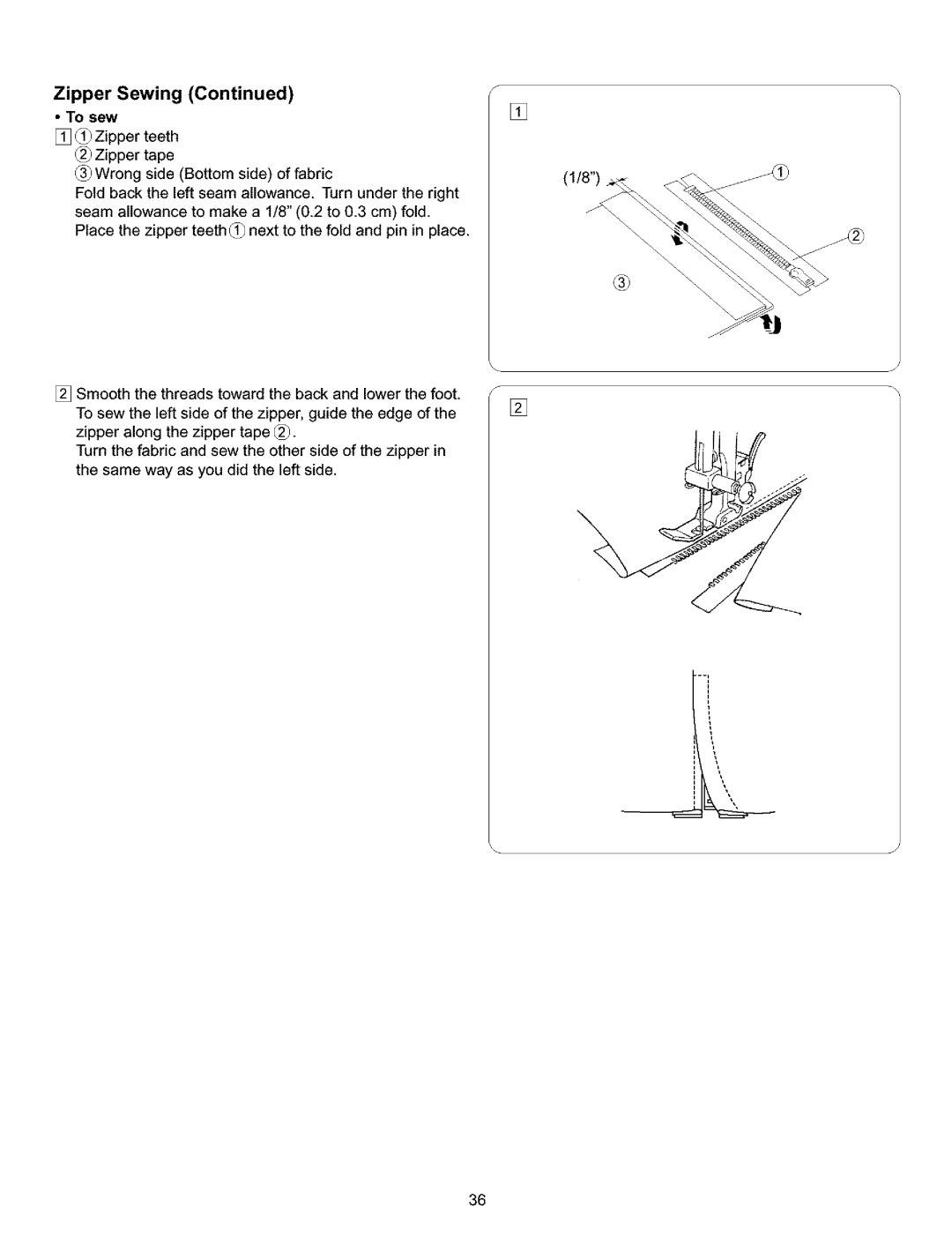 Kenmore 385.15516 owner manual Zipper Sewing, To sew 