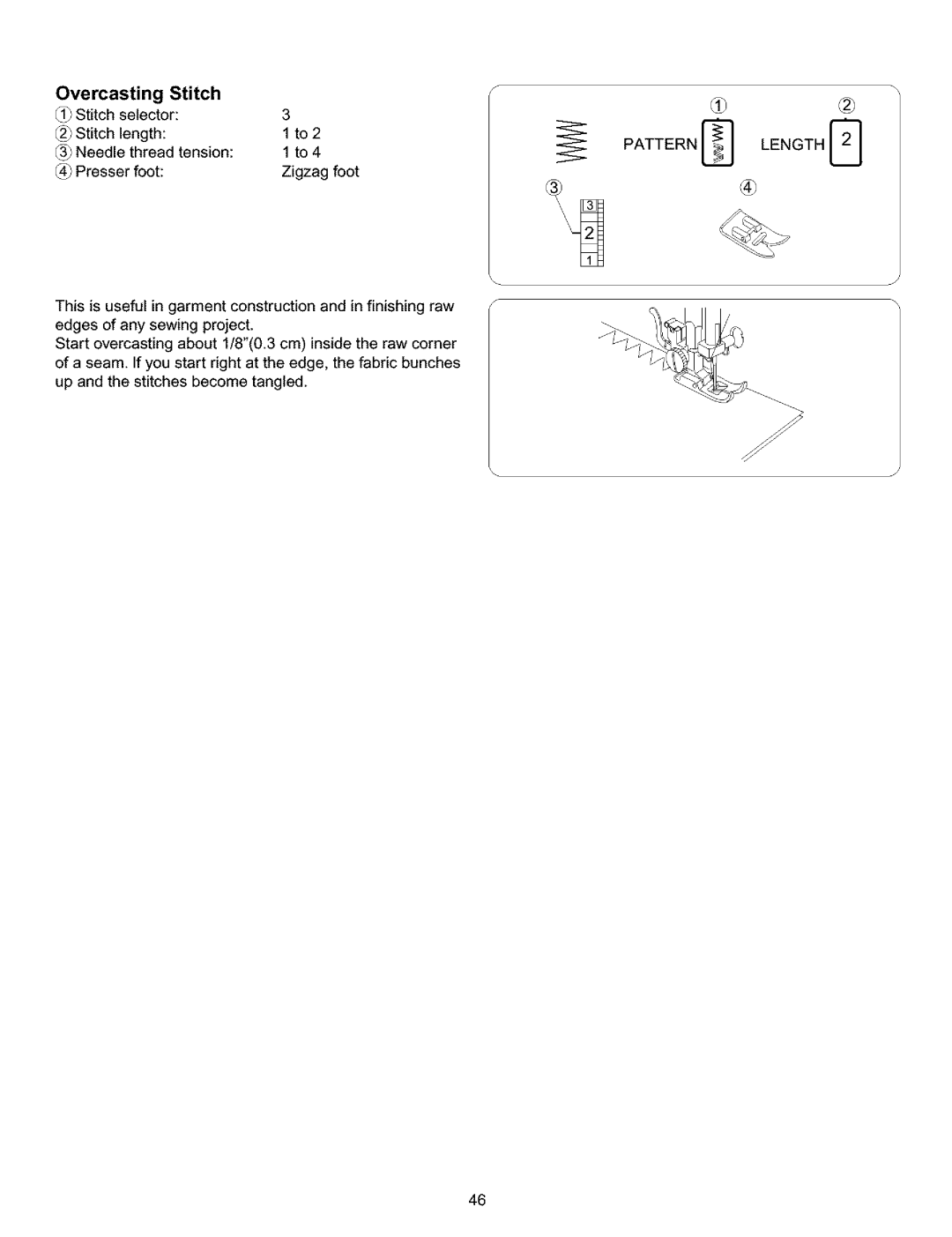 Kenmore 385.15516 owner manual Overcasting, Stitch 