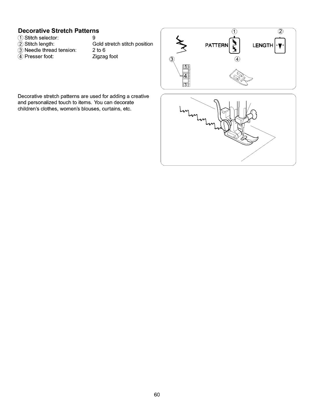 Kenmore 385.15516 owner manual Decorative Stretch Patterns, PAI-rERNLENGTH 