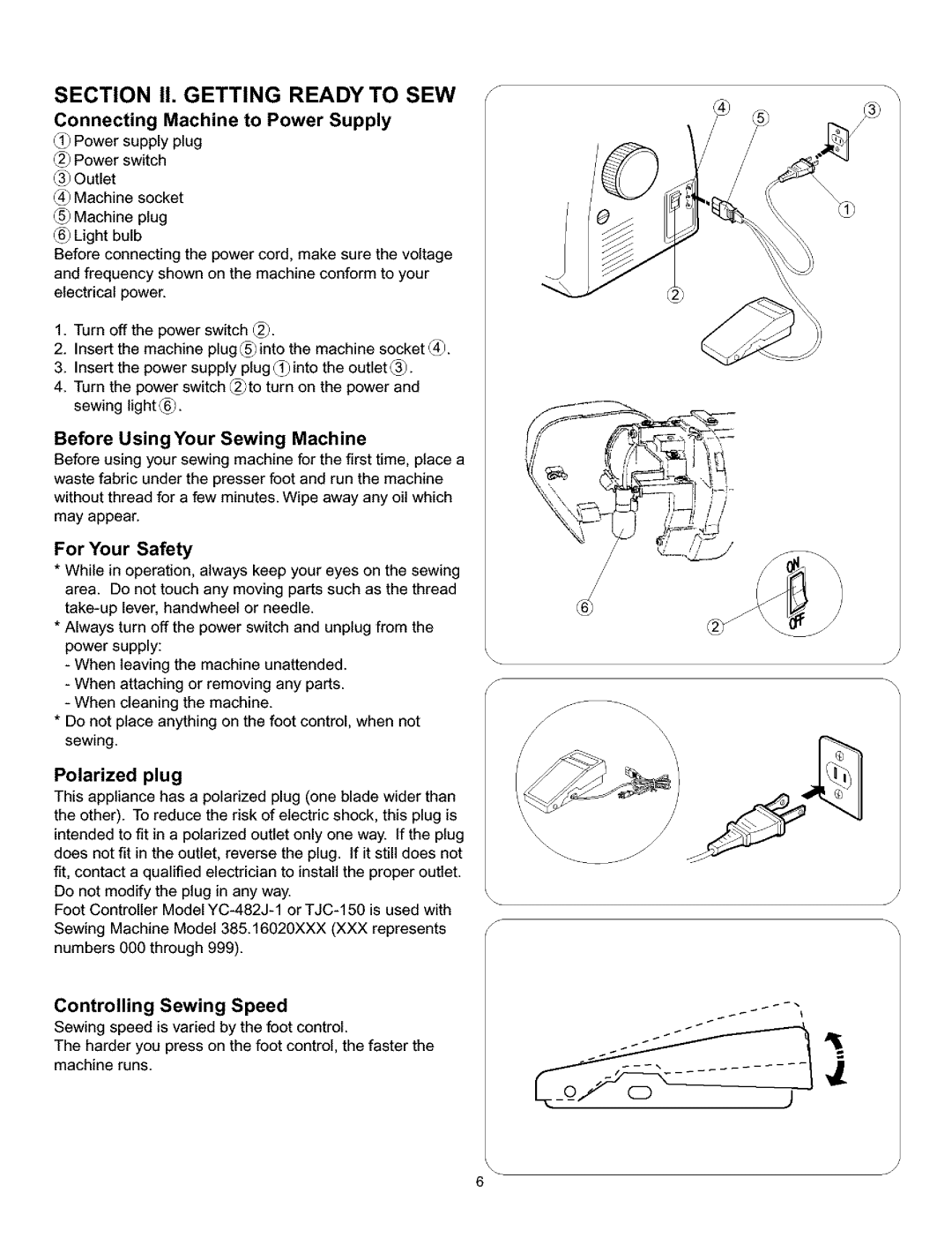 Kenmore 385.160201 owner manual Connecting Machine to Power Supply, Before UsingYour Sewing Machine 