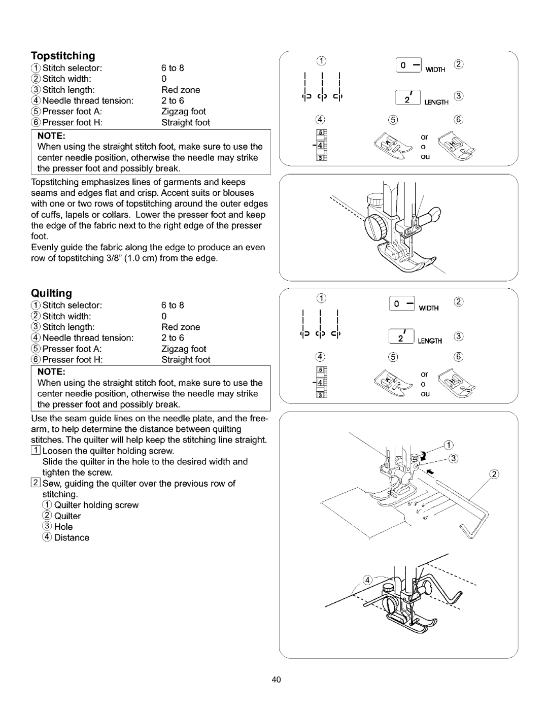 Kenmore 385.160201 owner manual Topstitching, Quilting 