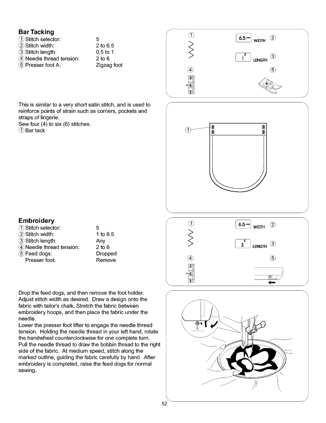 Kenmore 385.160201 owner manual BarTacking, Embroidery 