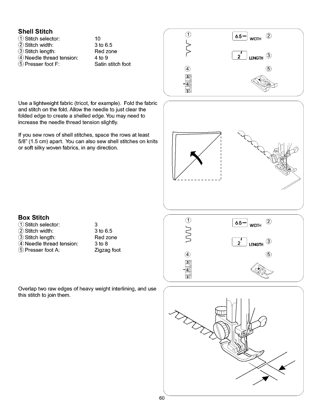 Kenmore 385.160201 owner manual Shell Stitch, Box Stitch 