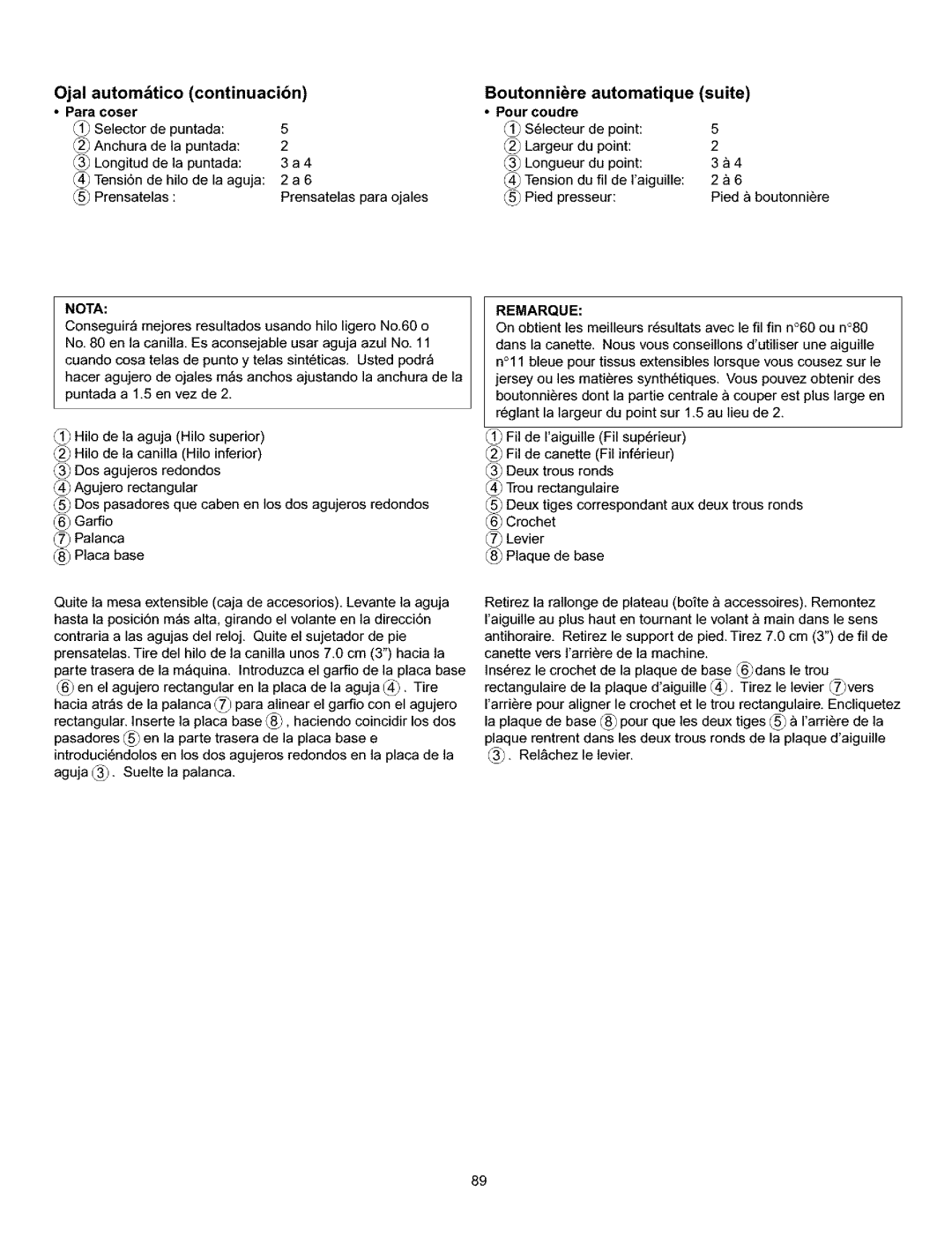 Kenmore 385.160201 owner manual Ojal autombtico continuacibn, Suite 