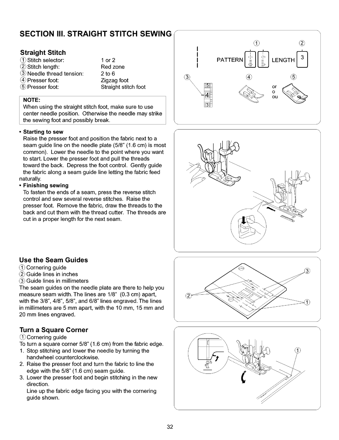 Kenmore 385.16120200 owner manual Straight Stitch, Use Seam Guides, Starting to sew 