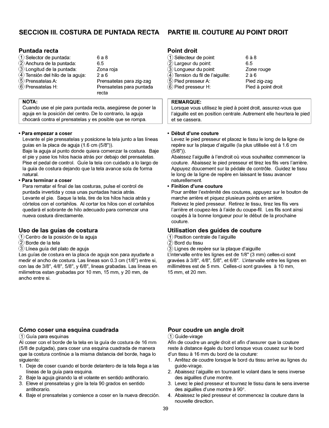 Kenmore 385.161302 owner manual Cbmo coser una esquina cuadrada 