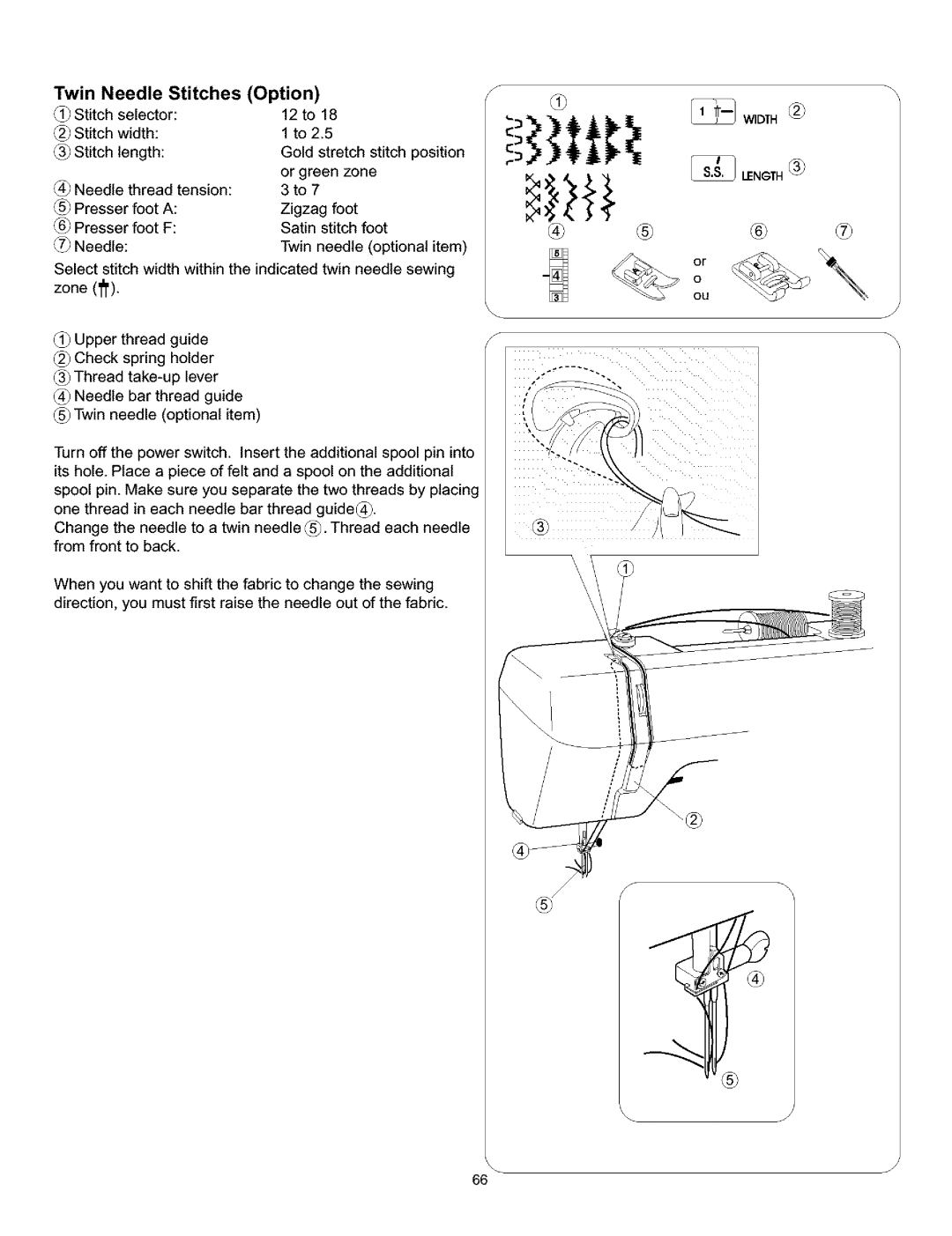 Kenmore 385.161302 owner manual Or, Twin Needle Stitches Option 