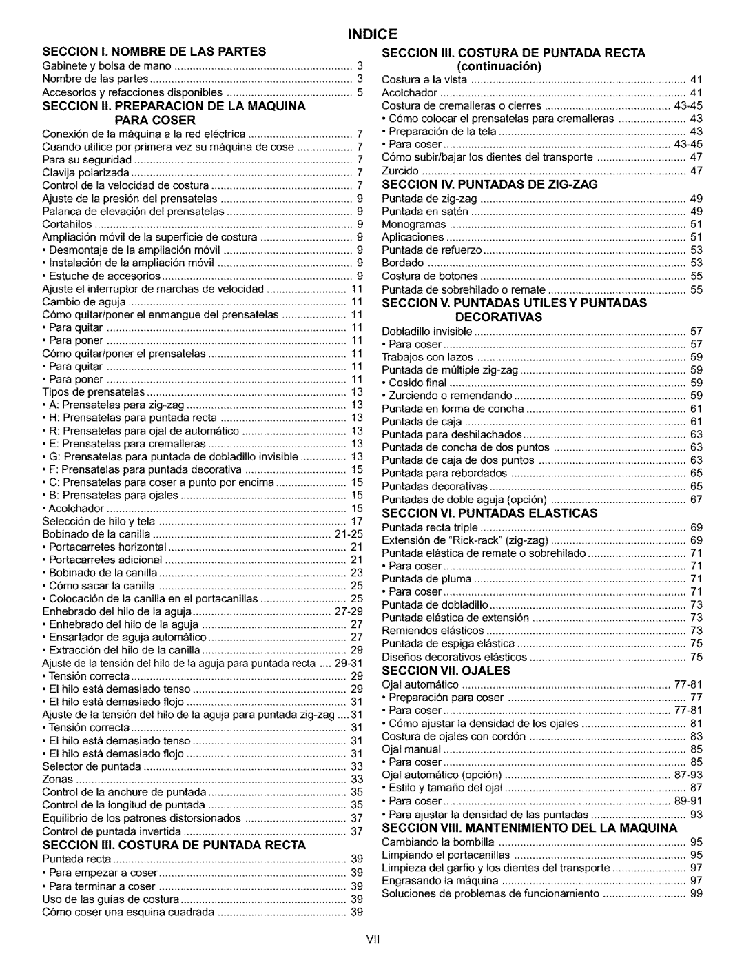 Kenmore 385.161302 owner manual Indice, Continuacibn, DE LA MAQUlNA 