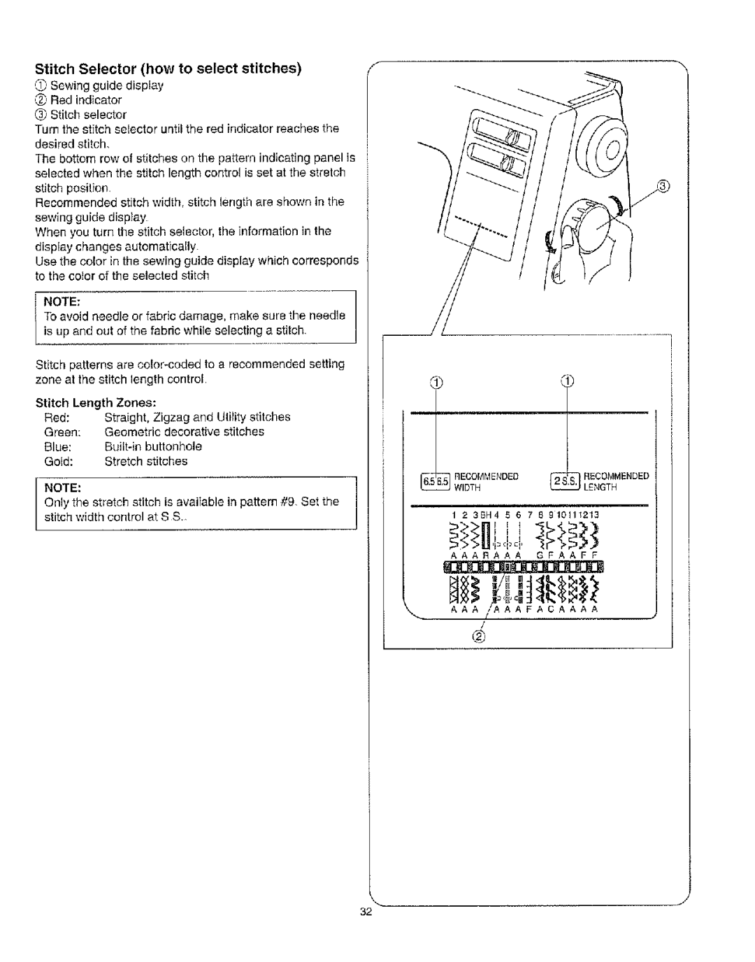 Kenmore 385.162213 owner manual To select stitches, Stitch Length Zones 