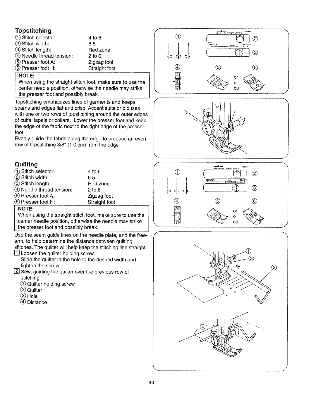 Kenmore 385.162213 owner manual Topstitching, Quilting 