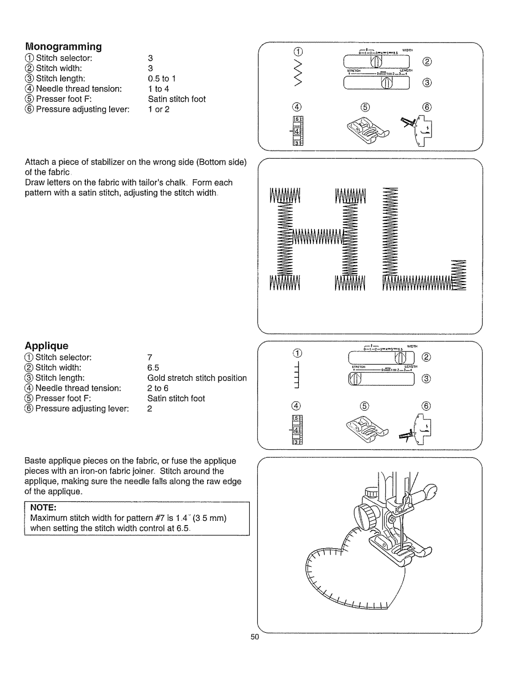 Kenmore 385.162213 owner manual Monogramming, Applique 