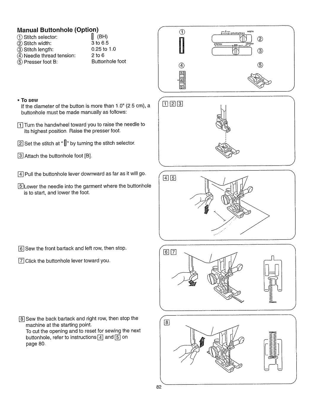 Kenmore 385.162213 owner manual Option, Manual Buttonhole 