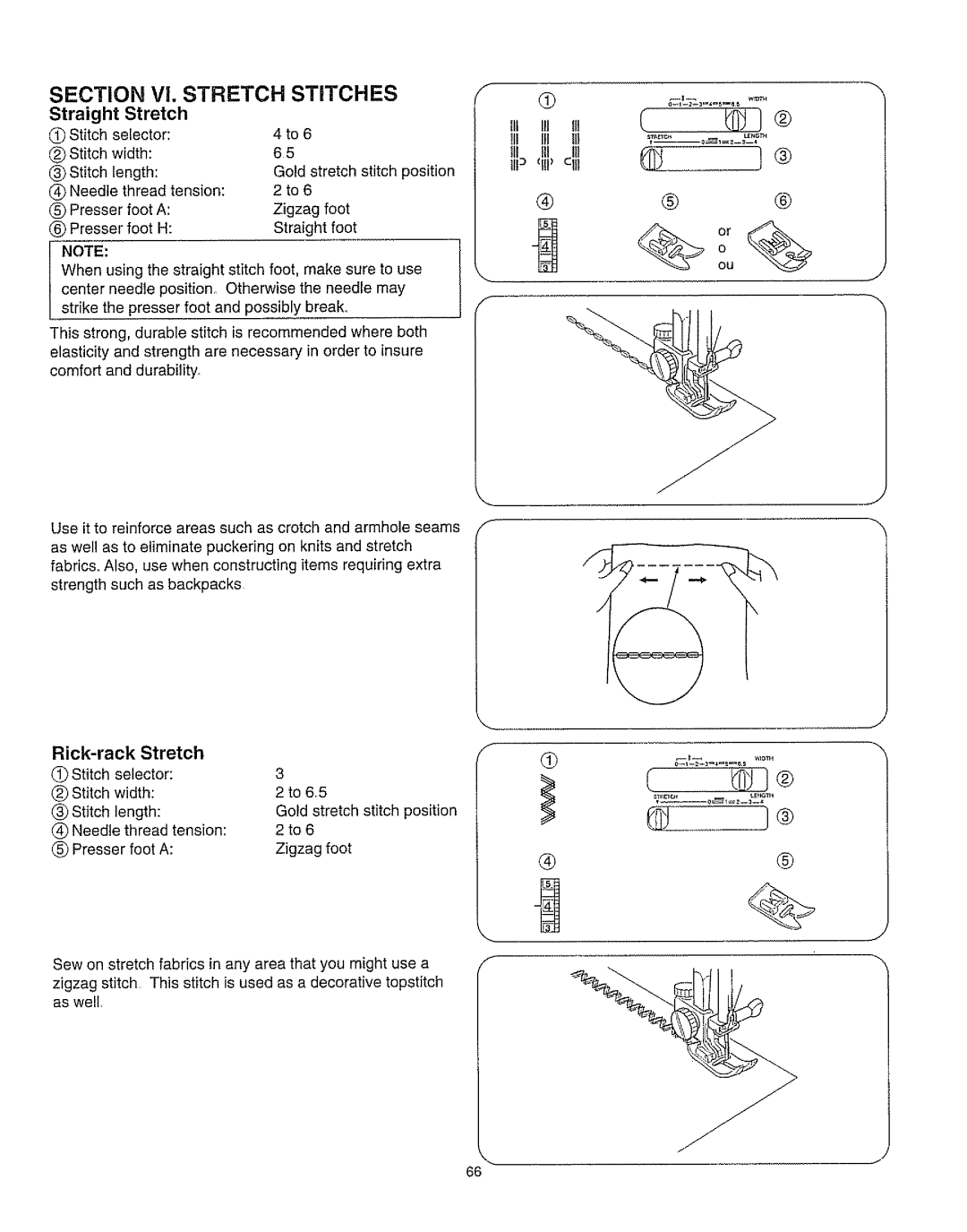 Kenmore 385.162213 owner manual SECTION Vl. STRETCH STITCHES, Straight, Stretch, Or%o.O 