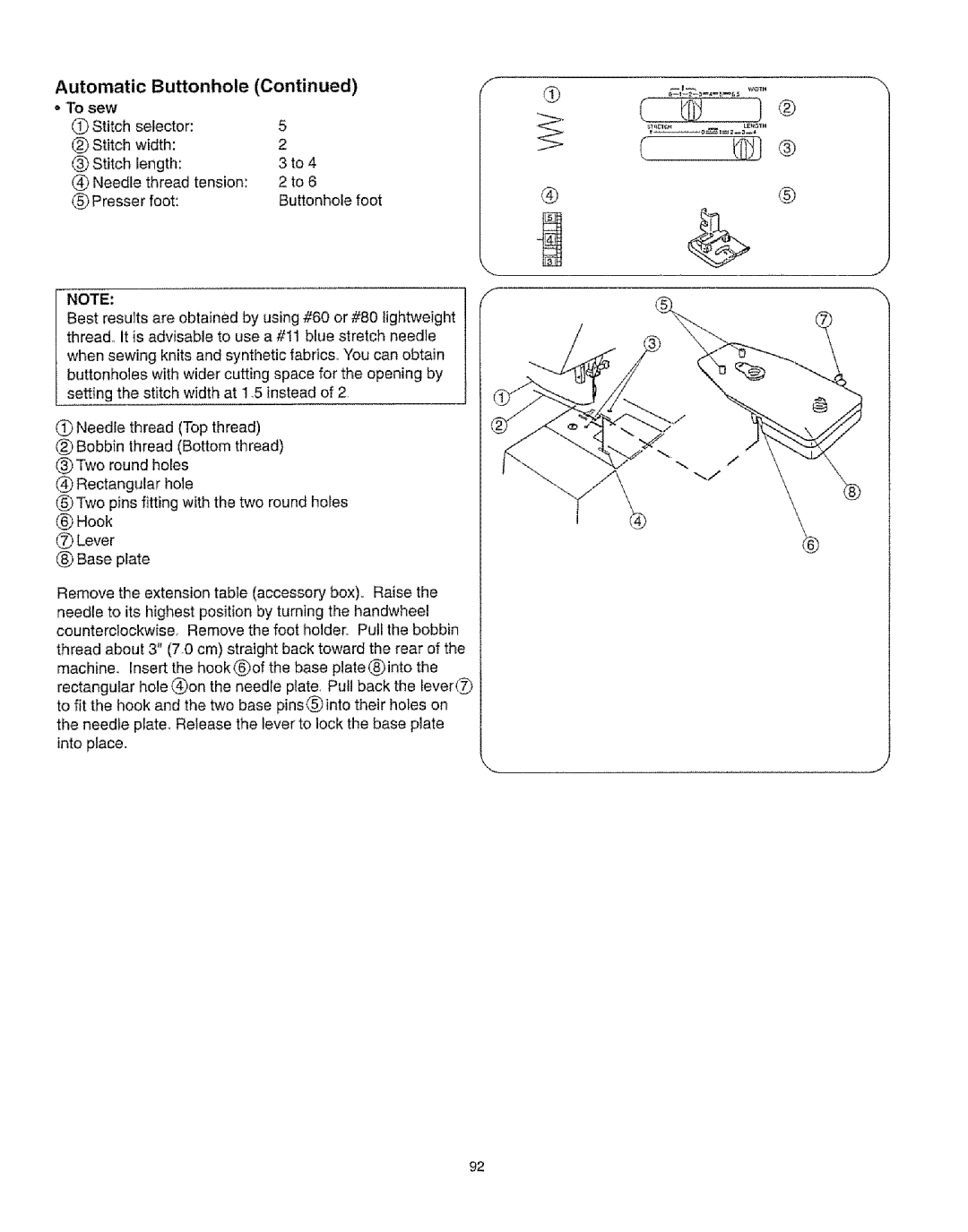 Kenmore 385.16231 owner manual Automatic Buttonhole, To sew 