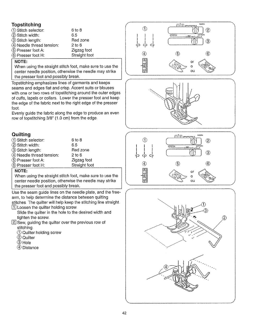 Kenmore 385.16231 owner manual Topstitching, Quilting 