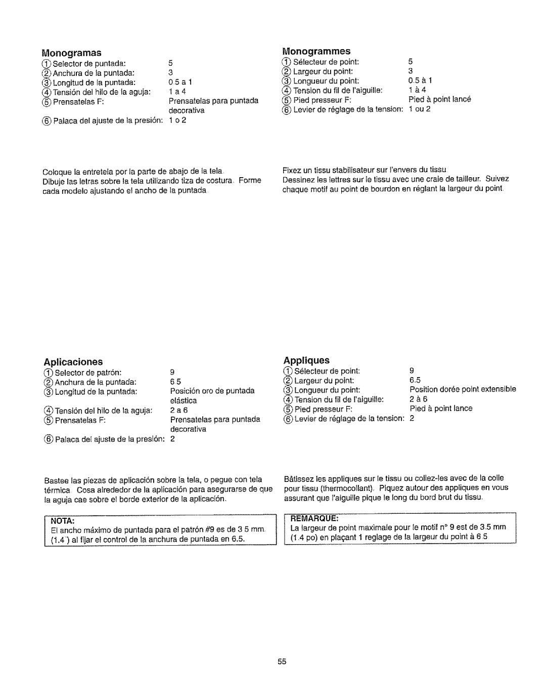 Kenmore 385.16231 owner manual Monogramas Monogrammes, Aplicaciones, Appliques 