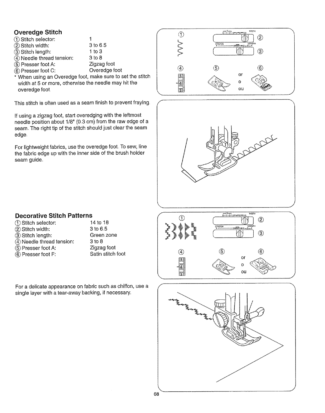 Kenmore 385.16231 owner manual Overedge Stitch, Decorative Stitch Patterns 