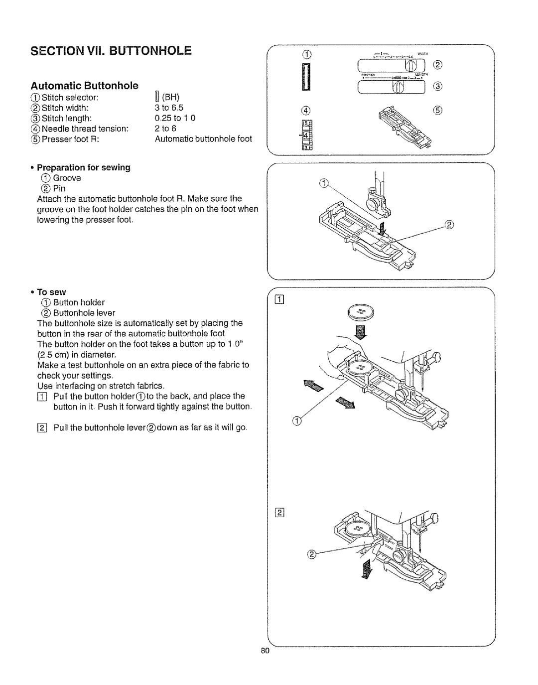 Kenmore 385.16231 owner manual Automatic Buttonhole, Preparation for sewing 