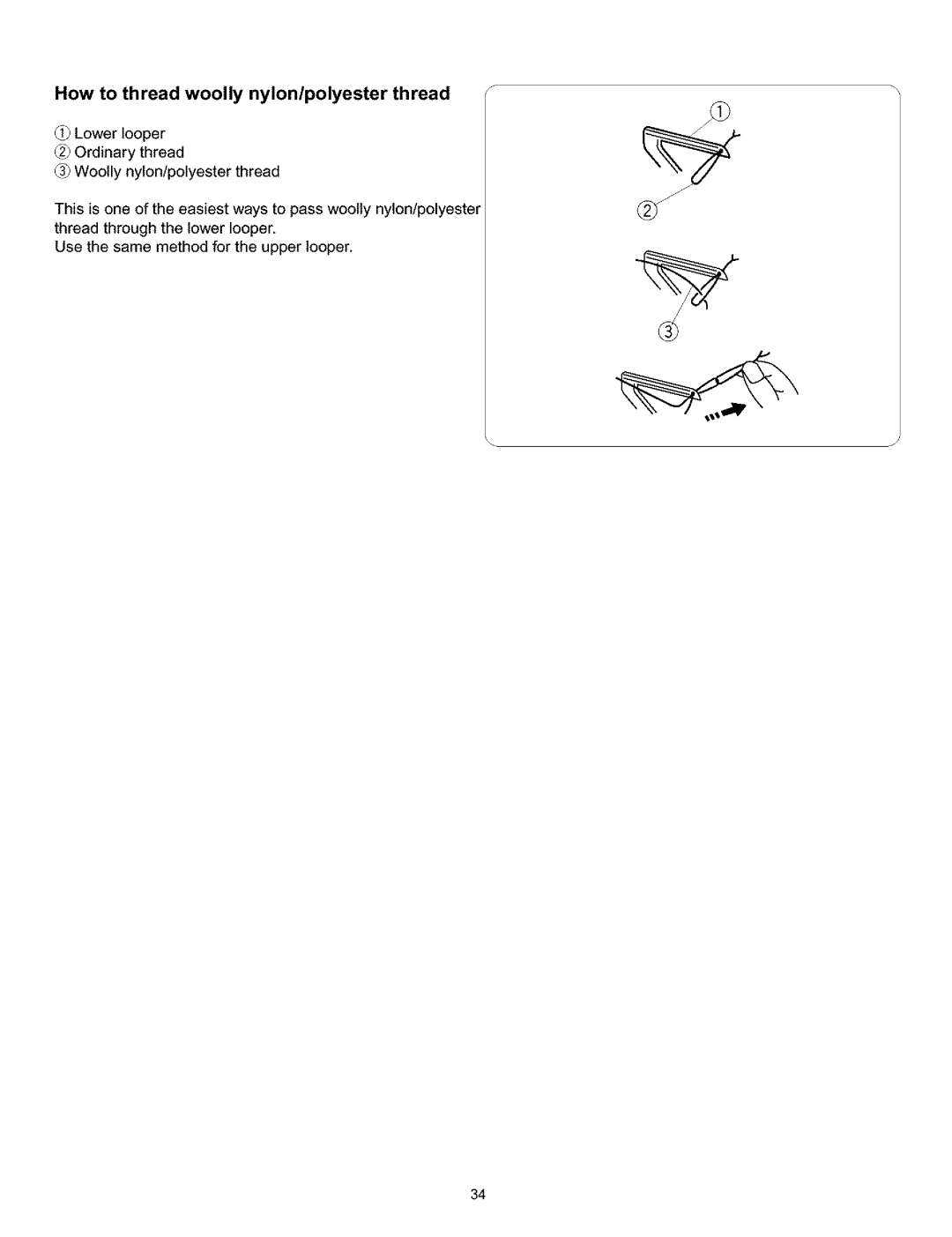 Kenmore 385.166551 owner manual How to thread woolly nylon/polyester thread 