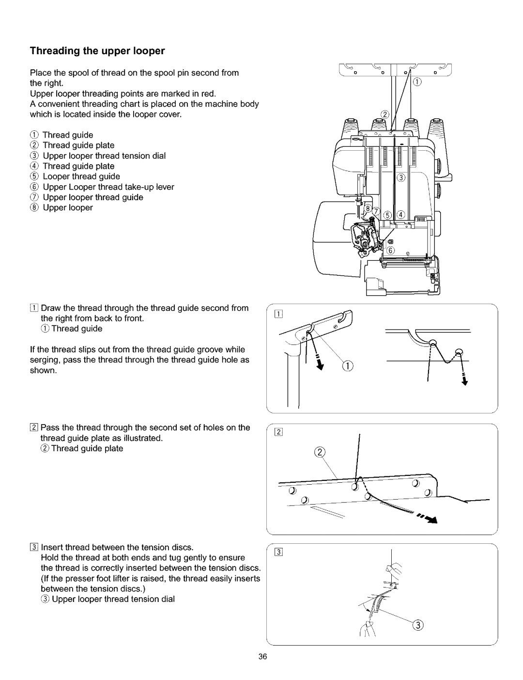 Kenmore 385.166551 owner manual Threading the upper looper 