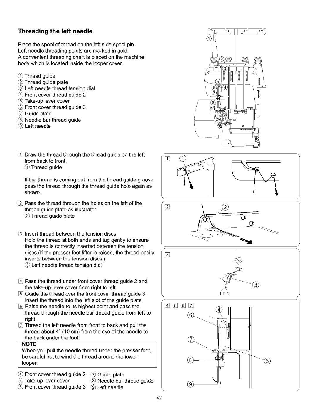 Kenmore 385.166551 owner manual 11 oJ, Threading the left needle 